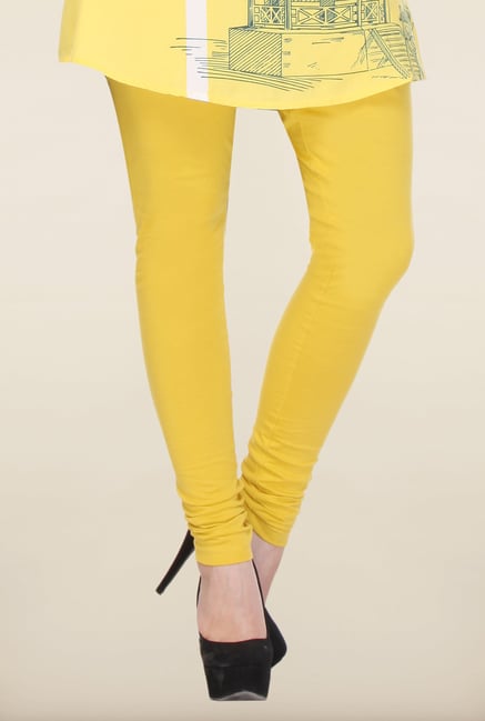 W Yellow Solid Cotton Leggings W Yellow Solid Cotton Leggings
