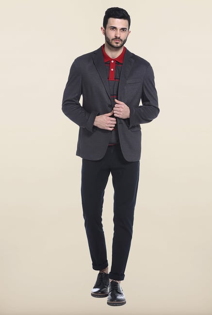 Basics Dark Grey Slim Fit Casual Blazer Basics Dark Grey Slim Fit Casual Blazer