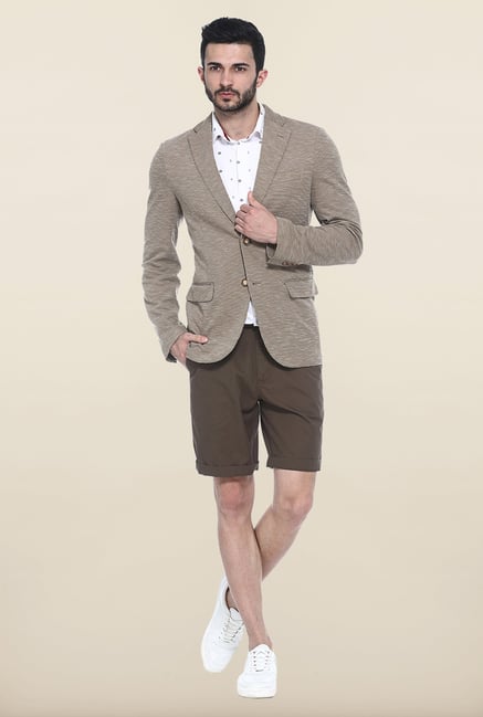 Basics Mid Brown Slim Fit Casual Blazer Basics Mid Brown Slim Fit Casual Blazer