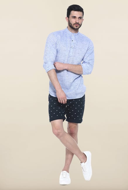 Basics Sky Blue Solid Casual Shirt Basics Sky Blue Solid Casual Shirt