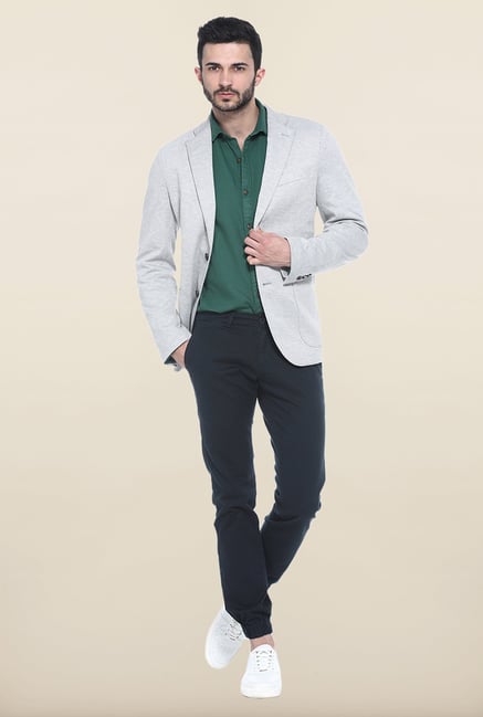 Basics Light Grey Slim Fit Casual Blazer Basics Light Grey Slim Fit Casual Blazer