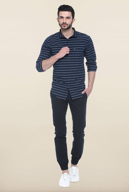 Basics Navy Striped Casual Shirt Basics Navy Striped Casual Shirt