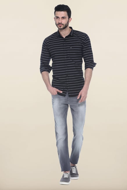 Basics Black Striped Casual Shirt Basics Black Striped Casual Shirt