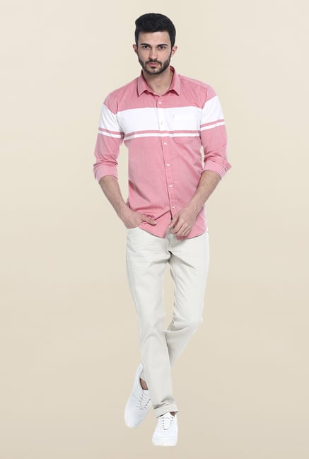 Basics Pink Solid Casual Shirt Basics Pink Solid Casual Shirt