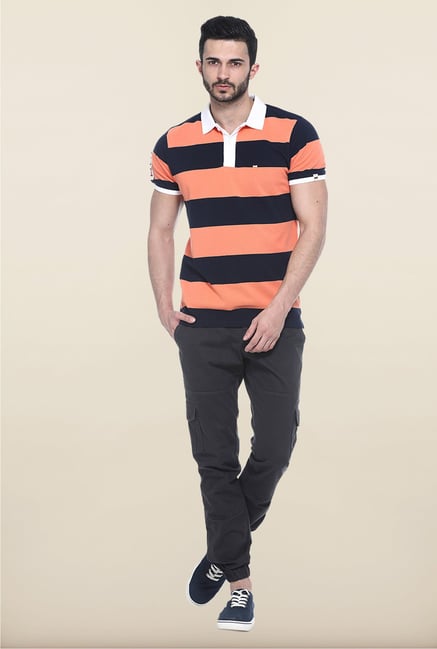 Basics Dark Grey Solid Slim Fit Cargos Basics Dark Grey Solid Slim Fit Cargos