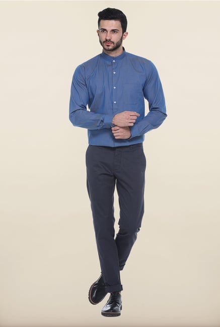 Basics Navy Solid Straight Fit Chinos Basics Navy Solid Straight Fit Chinos