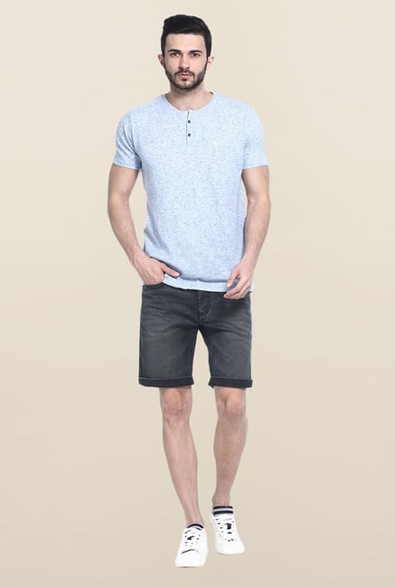 Basics Blue Short Sleeves Solid T-Shirt Basics Blue Short Sleeves Solid T-Shirt