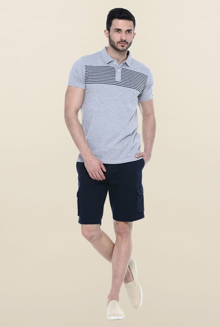 Basics Grey Slim Fit Polo T-Shirt Basics Grey Slim Fit Polo T-Shirt
