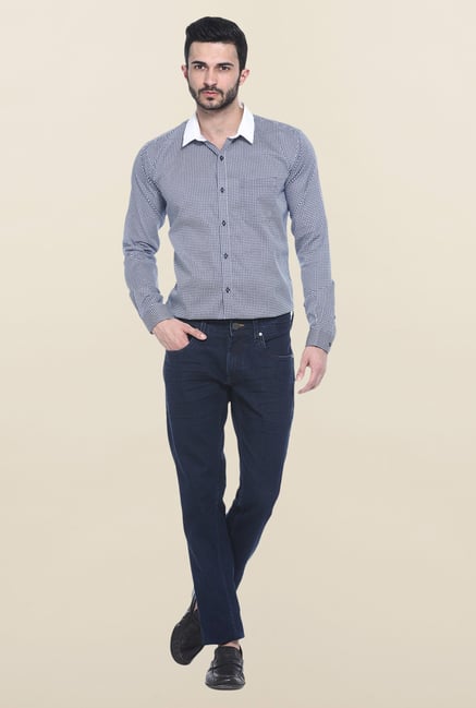 Basics Navy Printed Casual Shirt Basics Navy Printed Casual Shirt