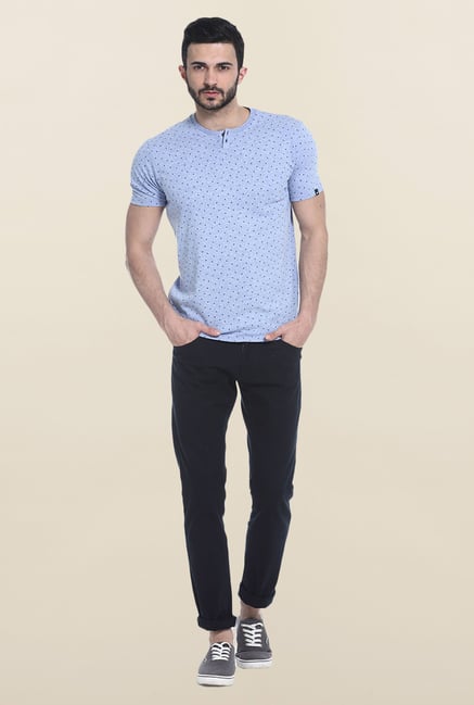 Basics Blue Short Sleeves Printed Slim fit T-Shirt Basics Blue Short Sleeves Printed Slim fit T-Shirt