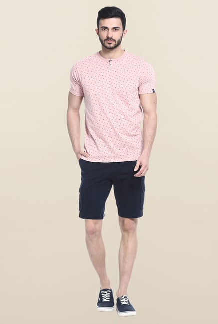 Basics Peach Printed Slim fit T-Shirt Basics Peach Printed Slim fit T-Shirt