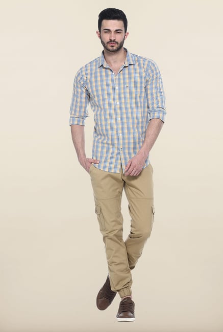 Basics Yellow Checks Casual Shirt Basics Yellow Checks Casual Shirt