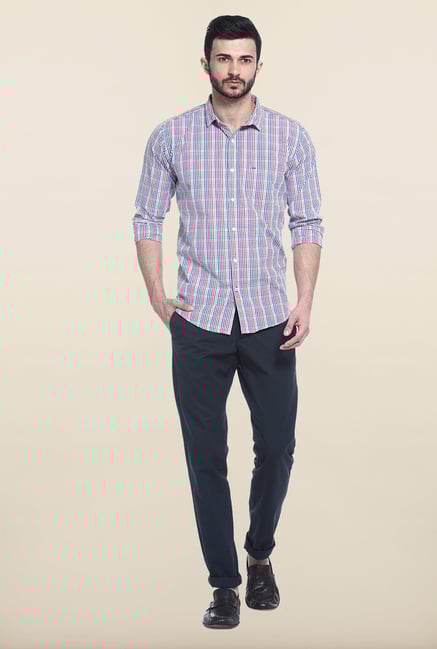 Basics Blue And Red Checks Casual Shirt Basics Blue And Red Checks Casual Shirt