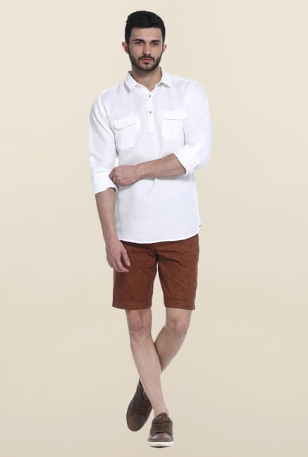 Basics Brown Printed Casual Shorts Basics Brown Printed Casual Shorts
