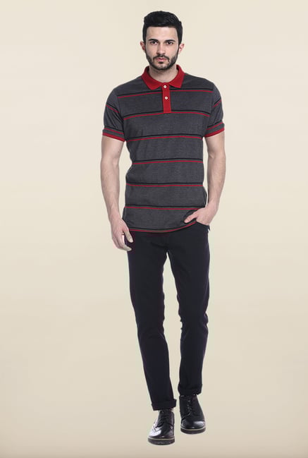 Basics Dark Grey Polo T-Shirt Basics Dark Grey Polo T-Shirt