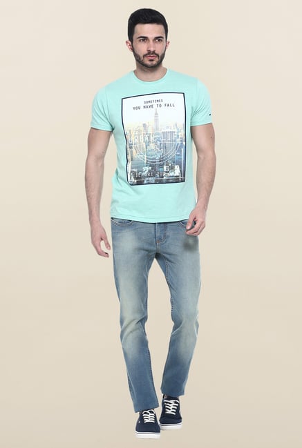 Basics Green Printed T-Shirt Basics Green Printed T-Shirt