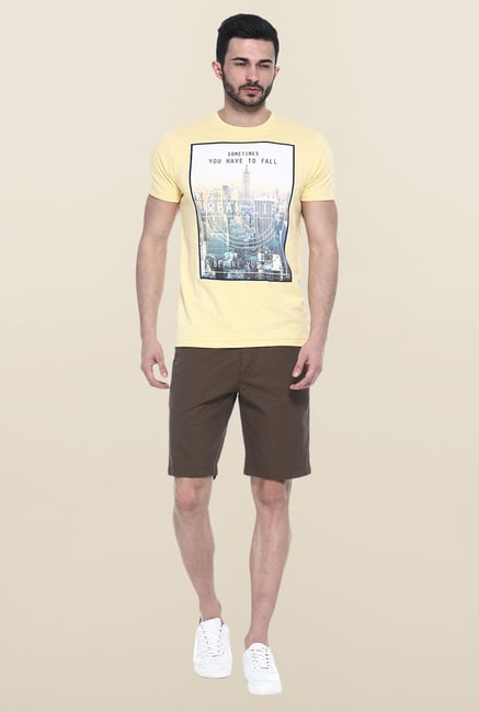 Basics Yellow Printed T-Shirt Basics Yellow Printed T-Shirt