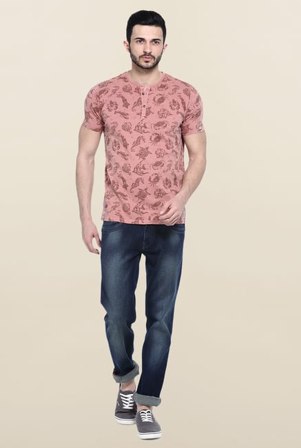 Basics Peach Printed T-Shirt Basics Peach Printed T-Shirt