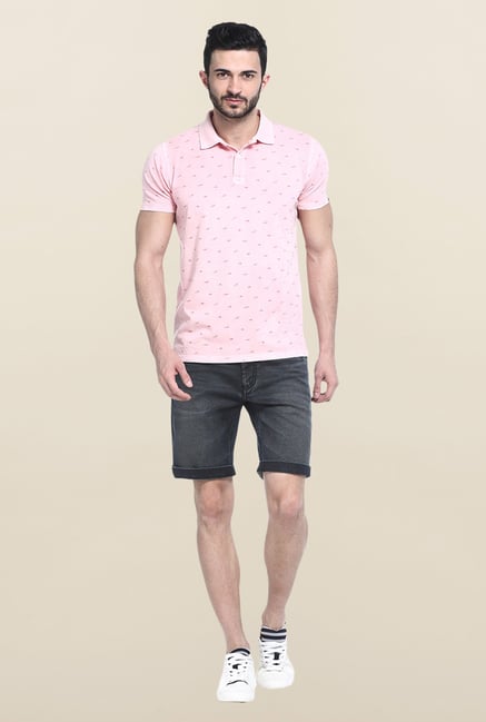 Basics Pink Printed Polo T-Shirt Basics Pink Printed Polo T-Shirt