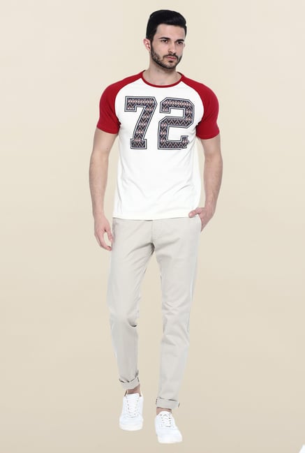 Basics White Printed Slim fit T-Shirt Basics White Printed Slim fit T-Shirt