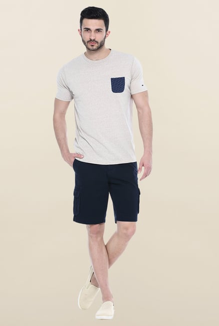Basics Beige Solid Slim fit T-Shirt Basics Beige Solid Slim fit T-Shirt