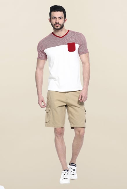 Basics Khaki Solid Casual Shorts Basics Khaki Solid Casual Shorts