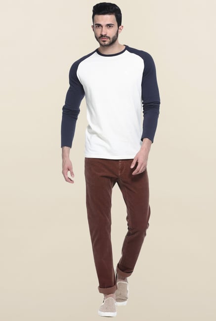 Basics White Full Sleeves Printed T-Shirt Basics White Full Sleeves Printed T-Shirt