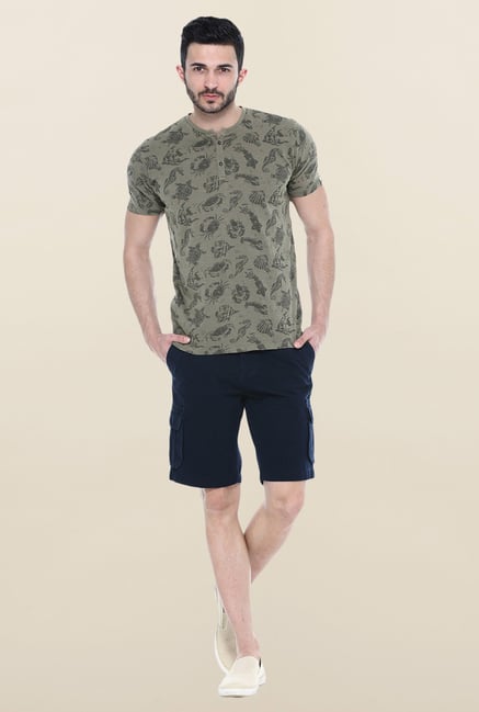 Basics Navy Solid Casual Shorts Basics Navy Solid Casual Shorts