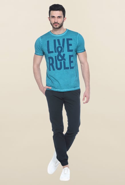 Basics Turquoise Printed T-Shirt Basics Turquoise Printed T-Shirt