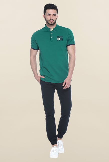 Basics Green Slim Fit Polo T-Shirt Basics Green Slim Fit Polo T-Shirt