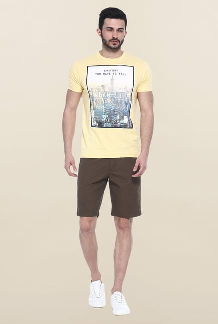 Basics Brown Solid Casual Shorts Basics Brown Solid Casual Shorts