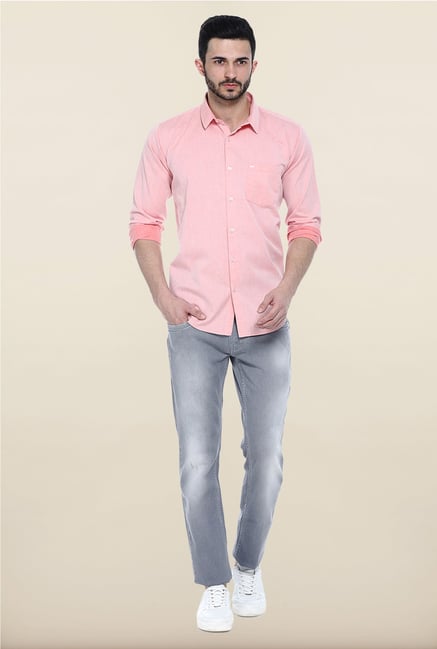 Basics Pink Solid Casual Shirt Basics Pink Solid Casual Shirt