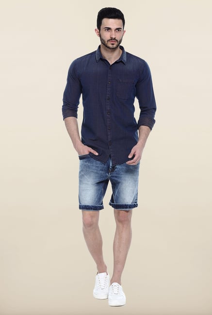 Basics Navy Cotton Casual Shirt Basics Navy Cotton Casual Shirt