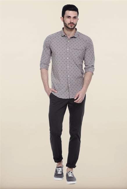 Basics Grey Solid Straight Fit Chinos Basics Grey Solid Straight Fit Chinos