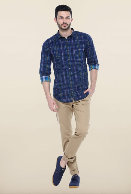 Basics Navy Cotton Casual Shirt Basics Navy Cotton Casual Shirt