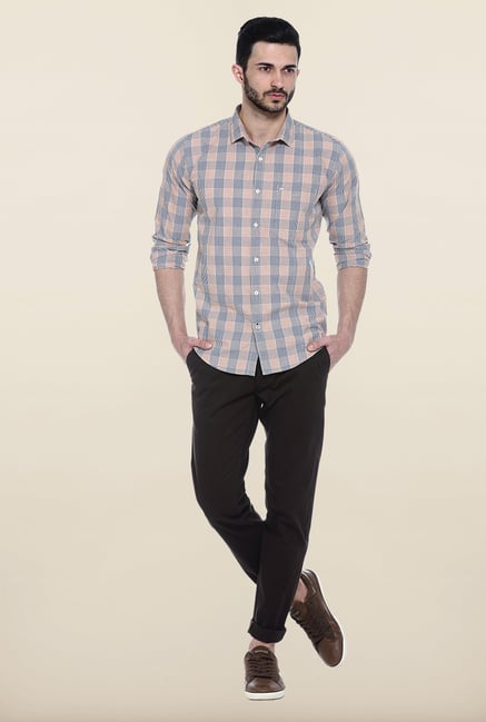 Basics Beige Checks Casual Shirt Basics Beige Checks Casual Shirt