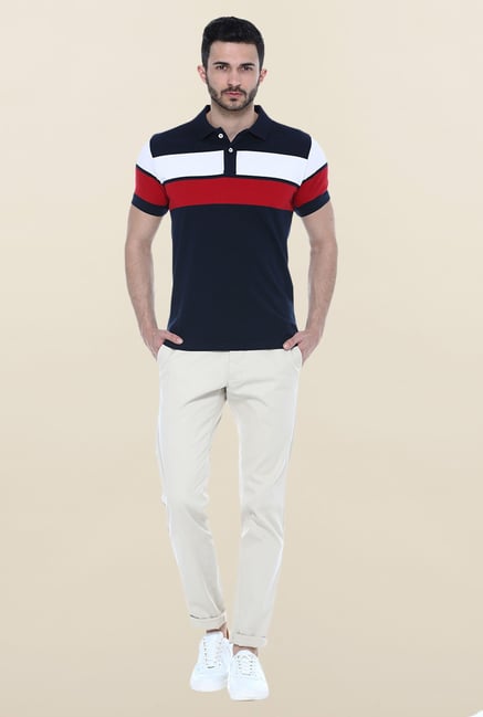 Basics Navy Stripes Polo T-Shirt Basics Navy Stripes Polo T-Shirt