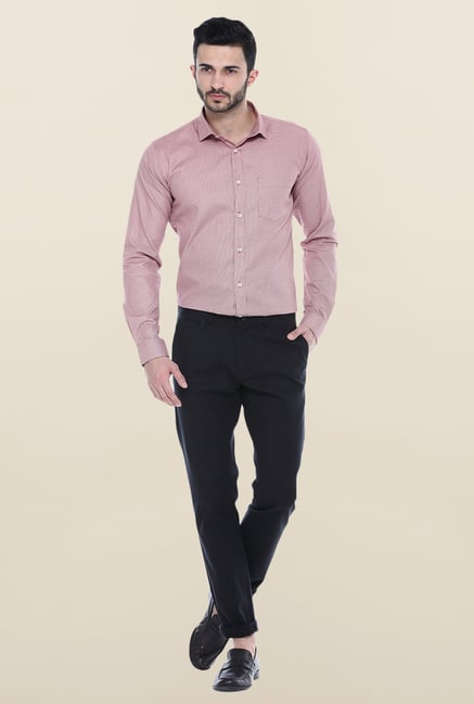 Basics Pink Self Print Casual Shirt Basics Pink Self Print Casual Shirt