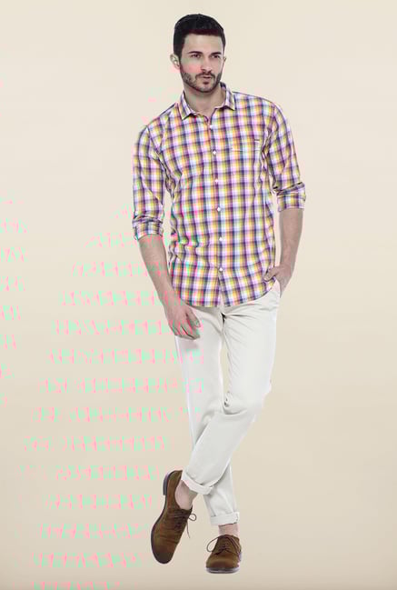 Basics Multicolor Checks Cotton Casual Shirt Basics Multicolor Checks Cotton Casual Shirt