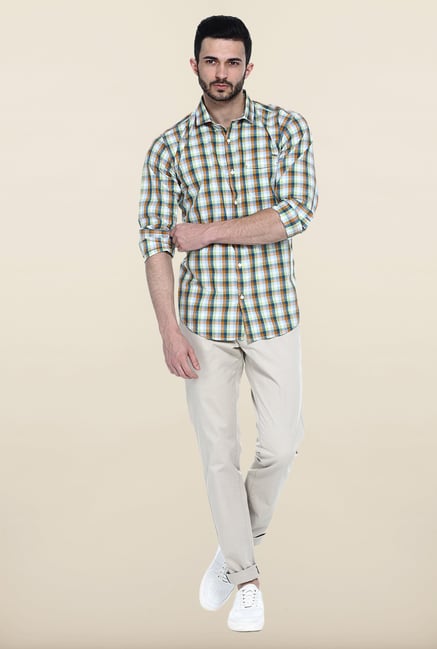 Basics Green Cotton Casual Shirt Basics Green Cotton Casual Shirt
