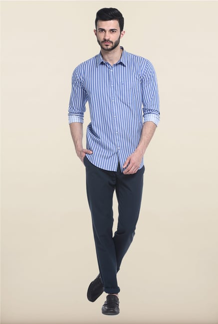 Basics Blue Striped Casual Shirt Basics Blue Striped Casual Shirt
