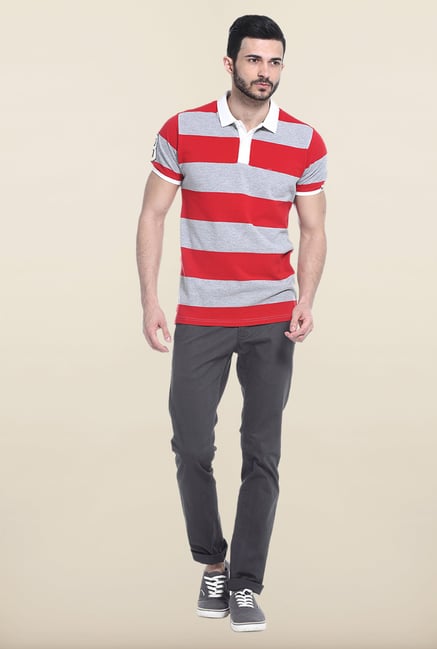 Basics Red & Grey Polo T-Shirt Basics Red & Grey Polo T-Shirt