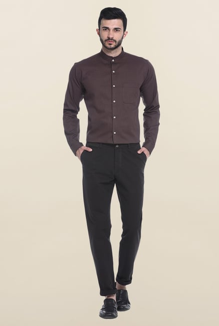 Basics Brown Printed Casual Shirt Basics Brown Printed Casual Shirt