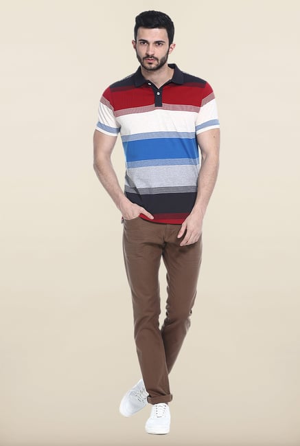 Basics Multicolor Stripes Polo T-Shirt Basics Multicolor Stripes Polo T-Shirt