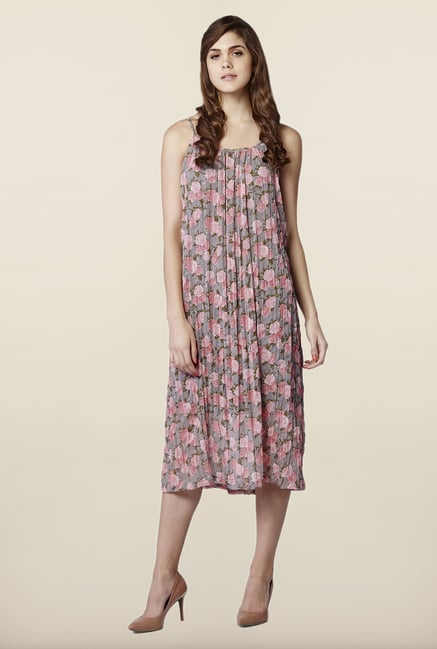 AND Grey Floral Print Casual Dress AND Grey Floral Print Casual Dress