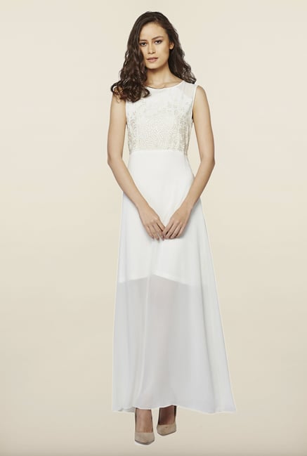 AND White Embroidered Casual Dress AND White Embroidered Casual Dress