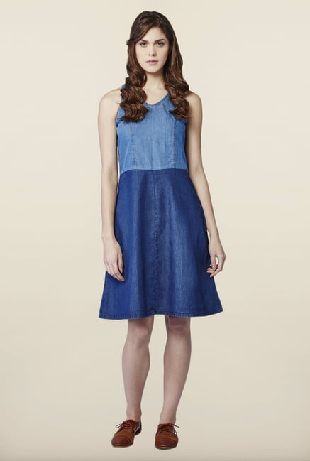AND Blue Solid Casual Dress AND Blue Solid Casual Dress