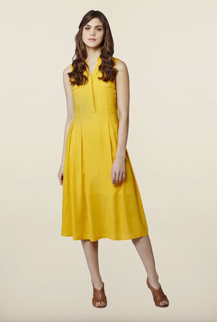 AND Ochre Solid Casual Dress AND Ochre Solid Casual Dress