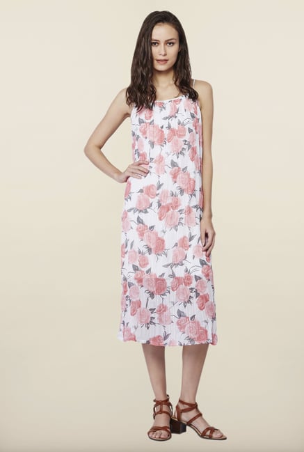 AND White Floral Print Casual Dress AND White Floral Print Casual Dress