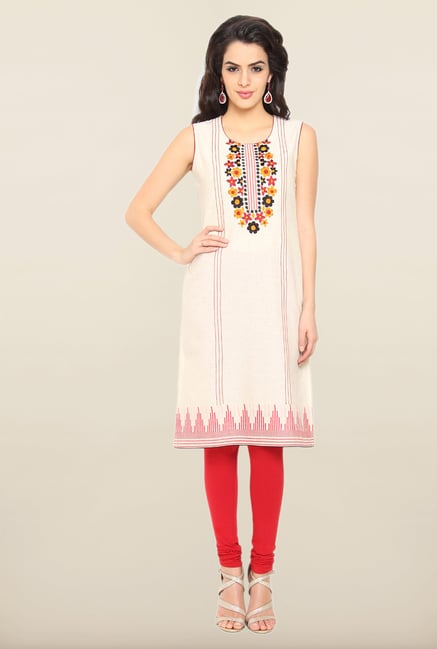 Soch Beige Embroidered Kurti Soch Beige Embroidered Kurti